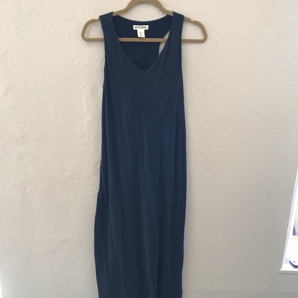 Navy blue maxi dress with slit